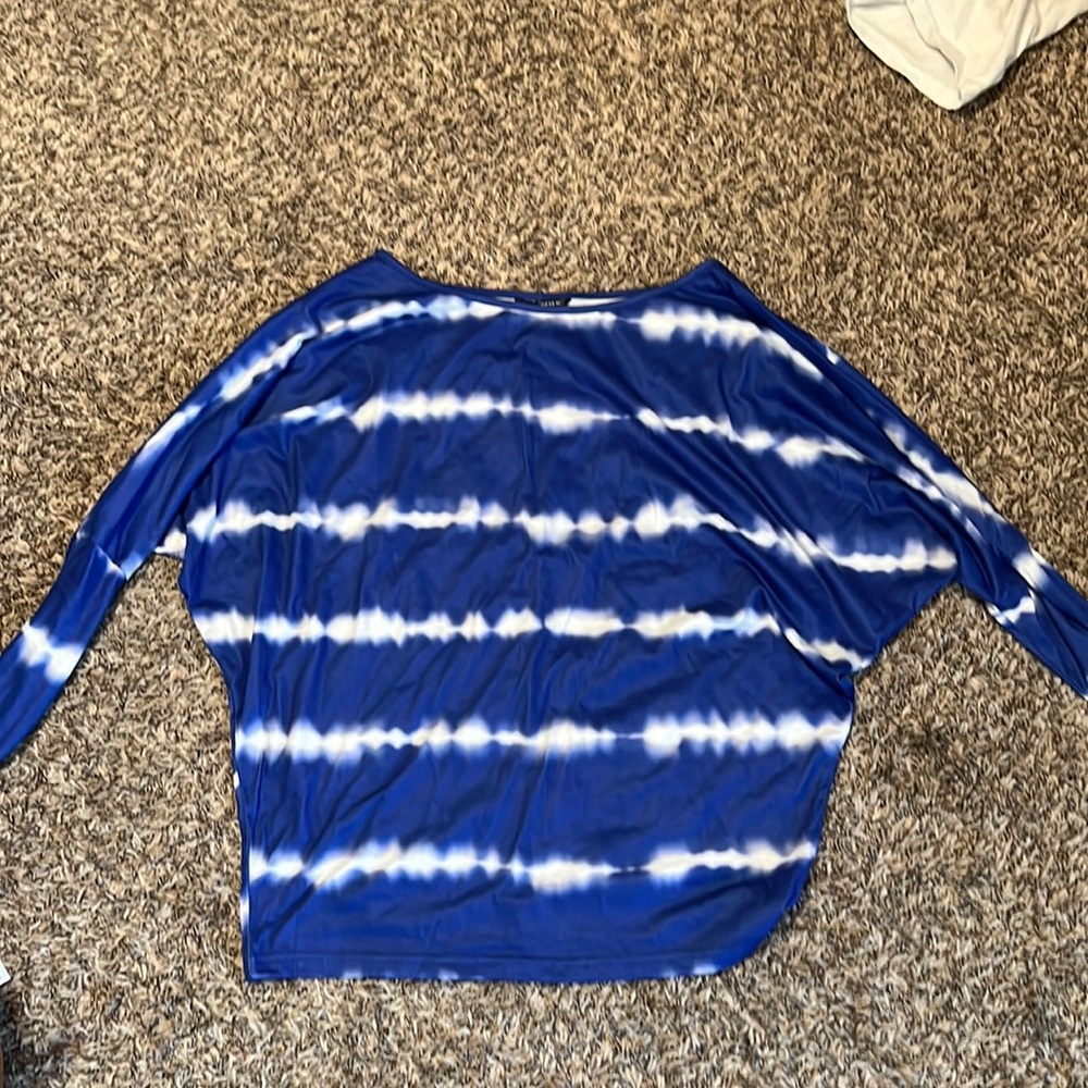 Blue and white business causal top. Never worn.